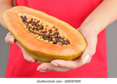 Woman Holding Papaya