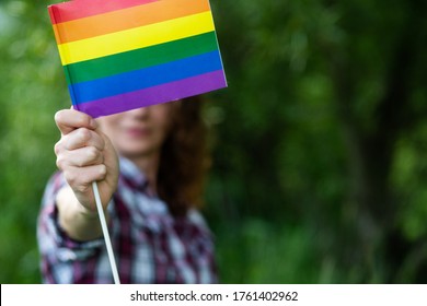 Woman Holding Rainbow Flag Lgbt Rights Stock Photo 6759678093
