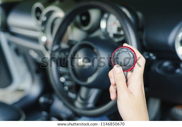 Woman Holding Remote Control Car Key Stock Photo Edit Now 1146850670