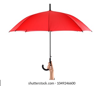 Woman Holding Stylish Red Umbrella On Stock Photo 1049246600 | Shutterstock