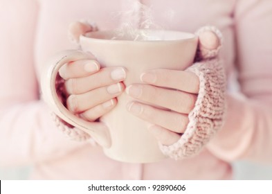 Woman Holding Tea Cup.