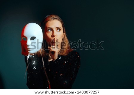 
Woman Holding a Theatre Mask Making Silence Gesture
Upset performer annoyed by noisy audience at her show
