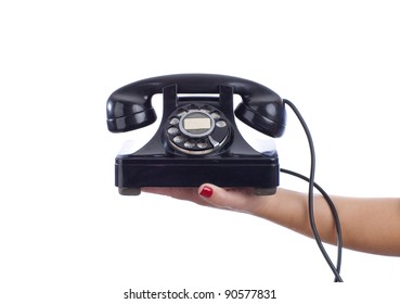 Woman Holding Vintage Telephone