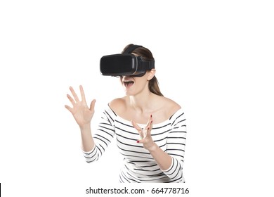 A Woman Holding A  VR Head Set