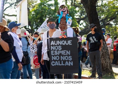 A Woman Holds A Sign With A Message Against The Government Of Nayib Bukele In San Salvado, El Salvador On January 16, 2022.