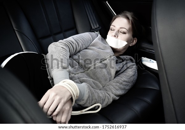 Woman Hostage Car Hands Tied Abduction Foto Stok Shutterstock