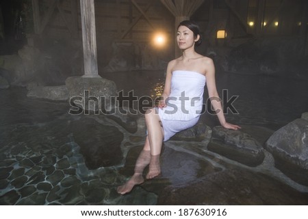 woman in hot spring