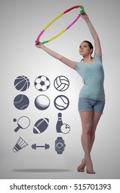 Woman With Hula Loop In Sport Concept