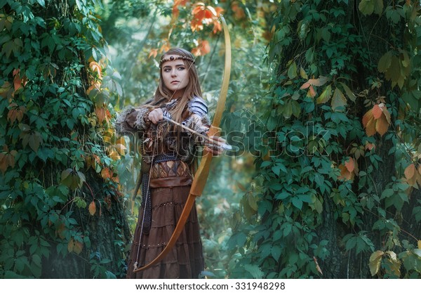 Woman Hunter Bow Hand Taking Aim Stock Photo (Edit Now) 331948298