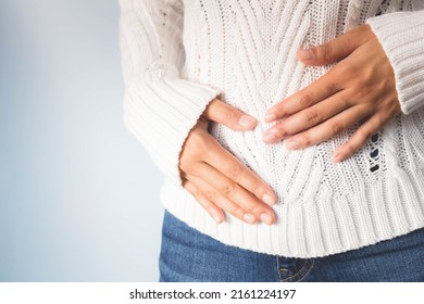 A Woman With Indigestion Symptoms. Eating Disorder