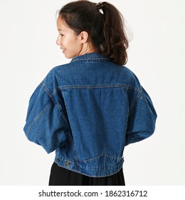 Woman In Jeans Jacket Mockup