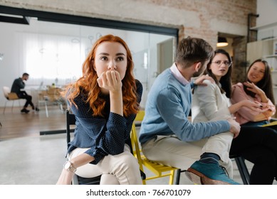 Woman At Job Interview Nail Biting In The Waiting Room