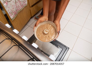 Woman In The Kitchen Making Food. Salvador, Bahia, Brazil.