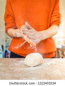 Woman Kneeding Dough