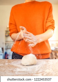 Woman Kneeding Dough