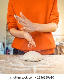 Woman Kneeding Dough