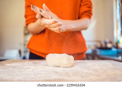 Woman Kneeding Dough