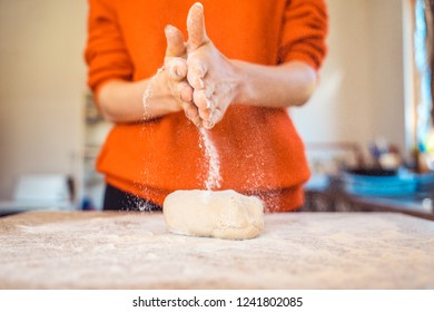 Woman Kneeding Dough