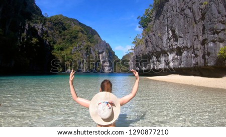 woman in the lagoon, El Nido Philippines