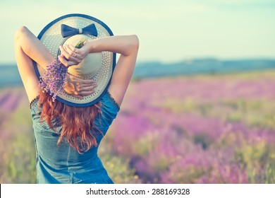 Woman In Lavender Field