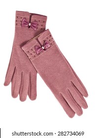 Woman Leather Gloves Isolated