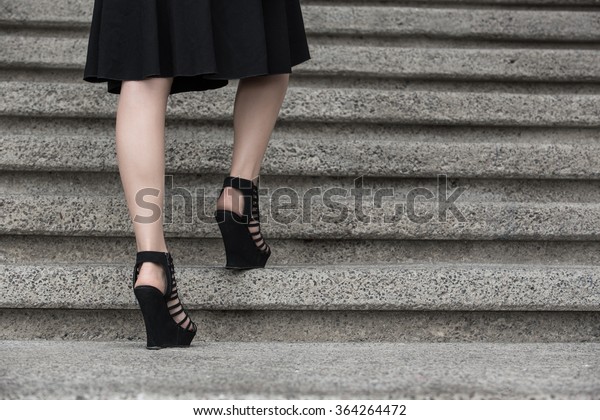 Woman Leg Climbing Street Stairs Stock Photo (Edit Now) 364264472