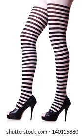 Woman Legs Black White Stockings Stock Photo (Edit Now) 138206282