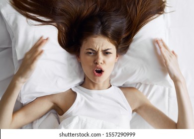 Woman Lies Bed Insomnia Headache Stress Stock Photo 1557290999 ...