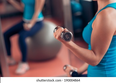 Woman Lifting Dumbbells In The Gym