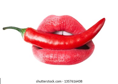 Woman Lips And Chili Pepper       