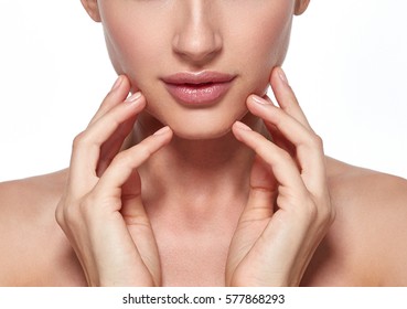 Woman Lips Nose Nature Skin Hand In Chin 