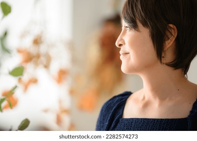 Woman living a careful life Smiling and smiling