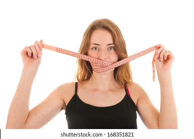 Woman With Locked Mouth For Diet