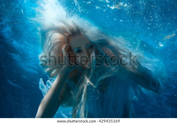 Woman Long Blonde Hair Under Water Stock Photo Edit Now 429435169