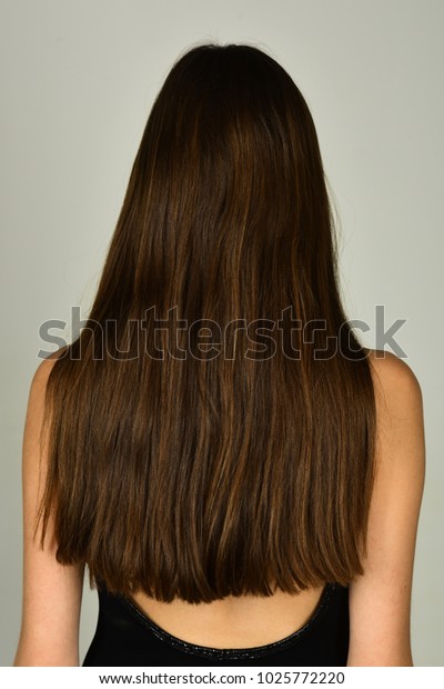 Woman Long Brunette Hair Back View Stock Photo Edit Now