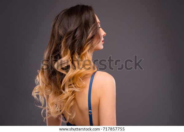 Woman Long Healthy Colorful Ombre Wavy Stock Image Download Now