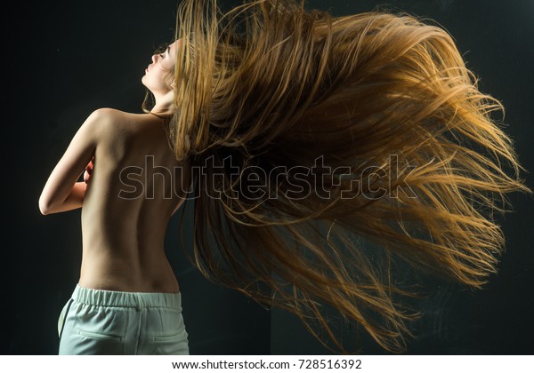 Woman Long Healthy Hair Naked Back Stockfoto Jetzt Bearbeiten