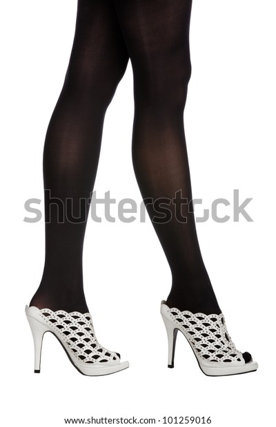 black stockings white shoes