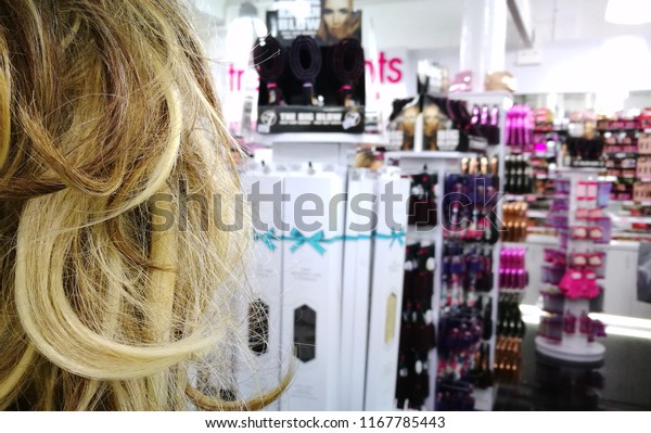 Woman Looking Make Ups Cosmetic Shop Stock Photo Edit Now