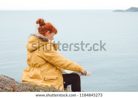 Similar – Foto Bild Cliffs of Moher, Frau schaut in die Ferne