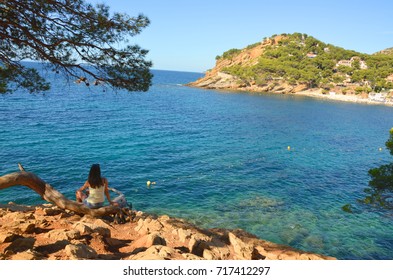 Woman Looking Sea Calanques South France Stock Photo 717412297 ...