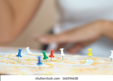 Woman  Looking At World Map 