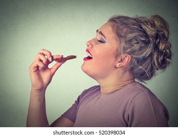 Woman loves chocolate bars