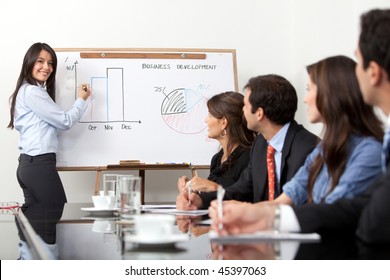 Woman Making A Business Presentation To A Group