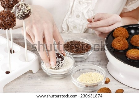 Woman making cake pops