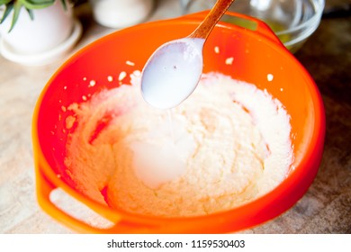 Woman Making Delicious Chicken Pot Pie On A Table