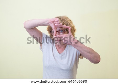 Similar – Image, Stock Photo Close up side view profile portrait of one young middle age athletic woman shadow boxing in sportswear in gym over dark background, looking away