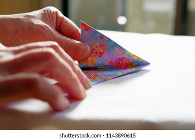 A Woman Making Origami.