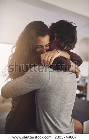 Similar – Image, Stock Photo Intimate moment of a couple embracing with closed eyes