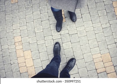 woman and man legs during a date - Shutterstock ID 350997251